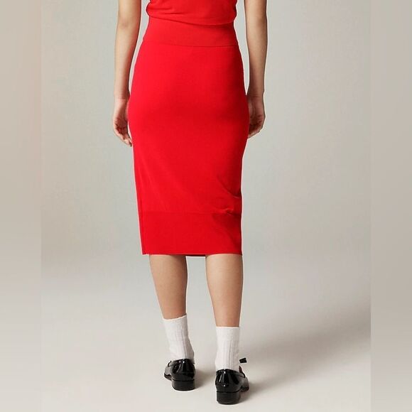 NWT J CREW Gauzy sweater-skirt in Electric Red - Picture 4 of 8